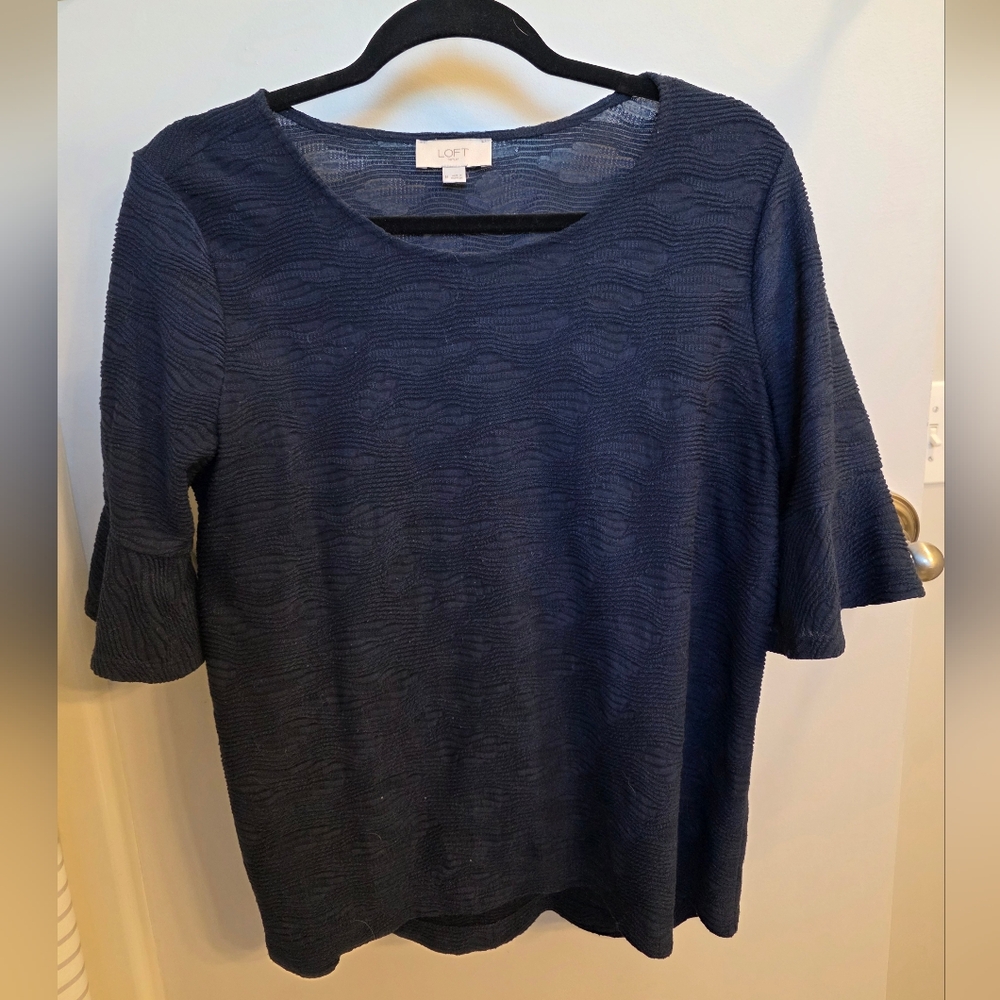 LOFT Blue Boxy 3/4 Sleeve Blouse